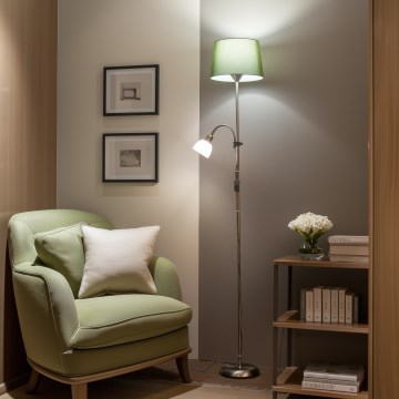 Brilagi - Grīdas lampa CERIA 2 vienā 1xE27/100W/230V + 1xE14/25W matēts hroms/zaļš