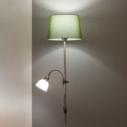 Brilagi - Grīdas lampa CERIA 2 vienā 1xE27/100W/230V + 1xE14/25W matēts hroms/zaļš