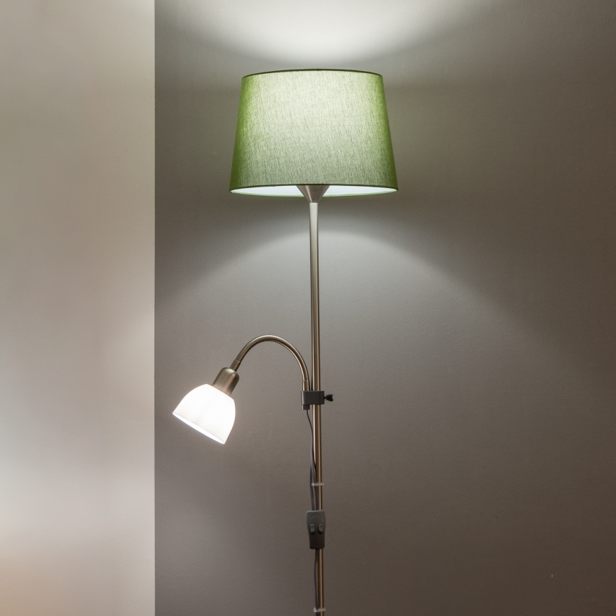 Brilagi - Grīdas lampa CERIA 2 vienā 1xE27/100W/230V + 1xE14/25W matēts hroms/zaļš