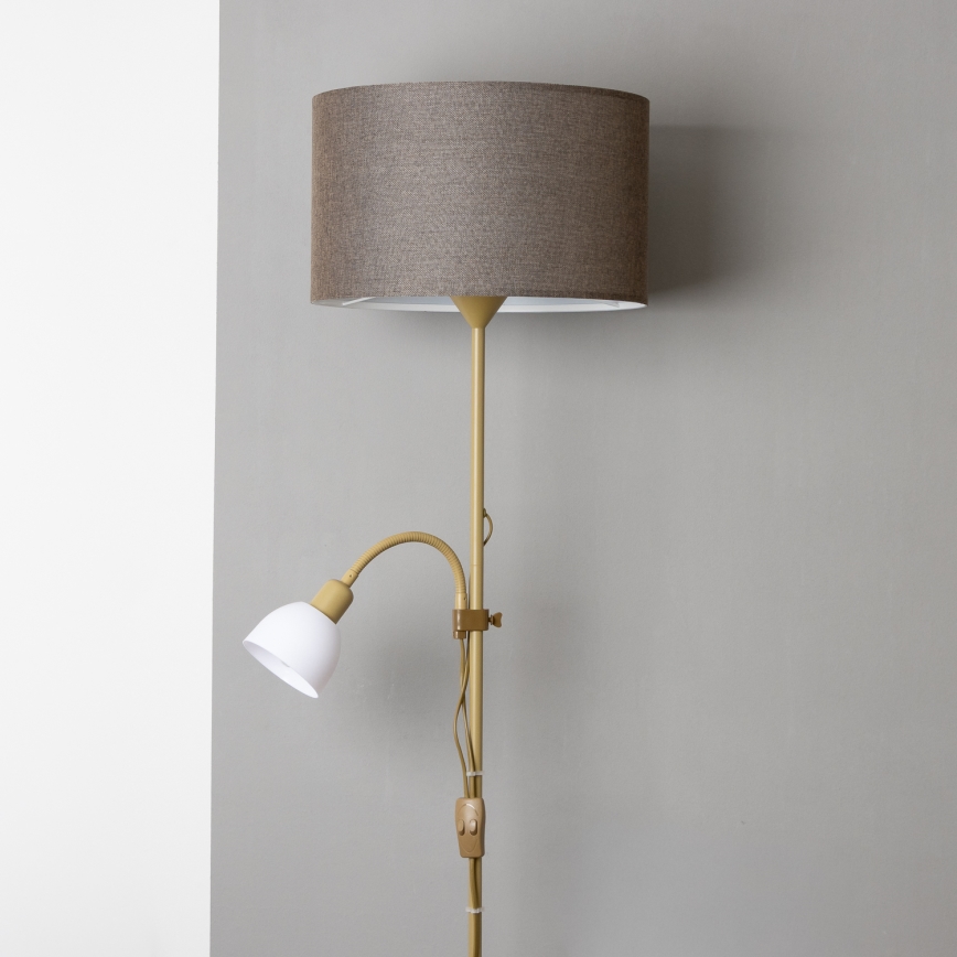 Brilagi - Grīdas lampa CERIA 2 vienā 1xE27/100W/230V + 1xE14/25W zelta/brūna