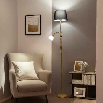 Brilagi - Grīdas lampa CERIA 2 vienā 1xE27/100W/230V + 1xE14/25W zelta/melna