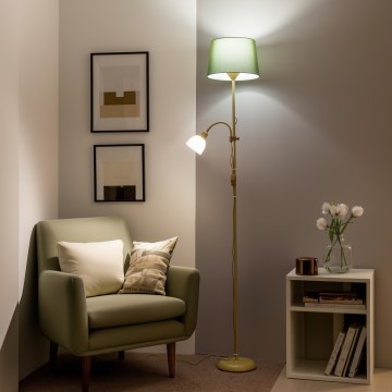 Brilagi - Grīdas lampa CERIA 2 vienā 1xE27/100W/230V + 1xE14/25W zelta/zaļa