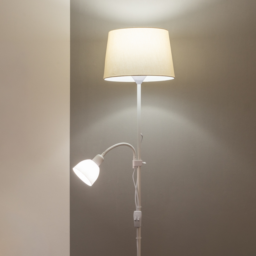 Brilagi - Grīdas lampa CERIA 2v1 1xE27/100W/230V + 1xE14/25W balta/bēša