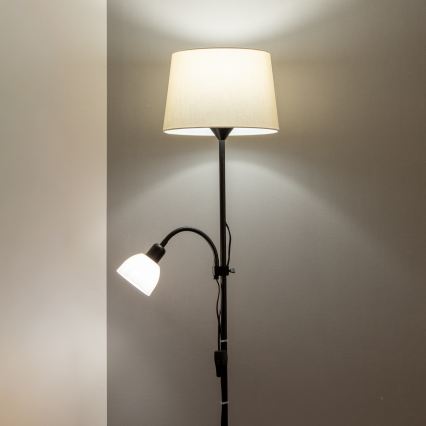 Brilagi - Grīdas lampa CERIA 2v1 1xE27/100W/230V + 1xE14/25W melna/bēša
