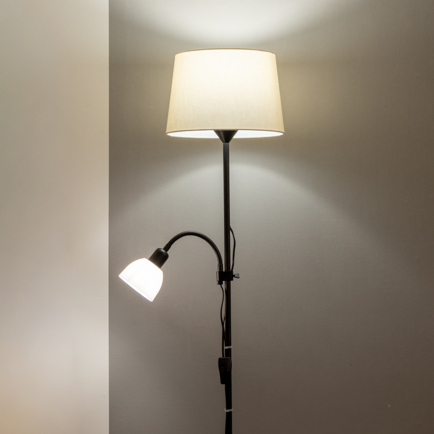 Brilagi - Grīdas lampa CERIA 2v1 1xE27/100W/230V + 1xE14/25W melna/bēša