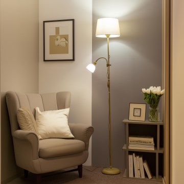 Brilagi - Grīdas lampa CERIA 2v1 1xE27/100W/230V + 1xE14/25W zeltaina/bēša