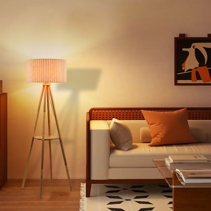 Brilagi - Grīdas lampa NORDIC WAVE 1xE27/15W/230V koks/lins