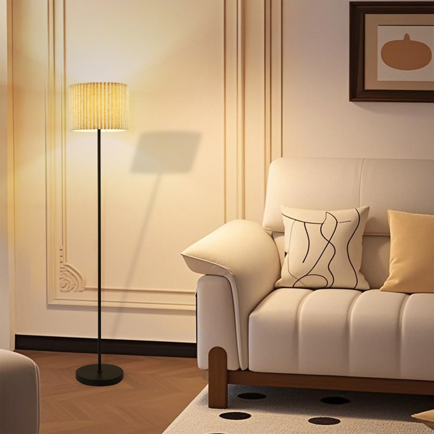 Brilagi - Grīdas lampa NORDIC WAVE 1xE27/15W/230V lina/melna