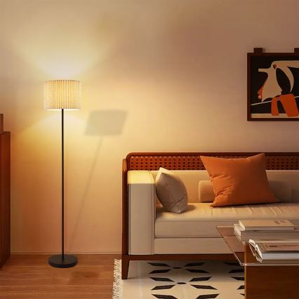 Brilagi - Grīdas lampa NORDIC WAVE 1xE27/15W/230V lina/melna