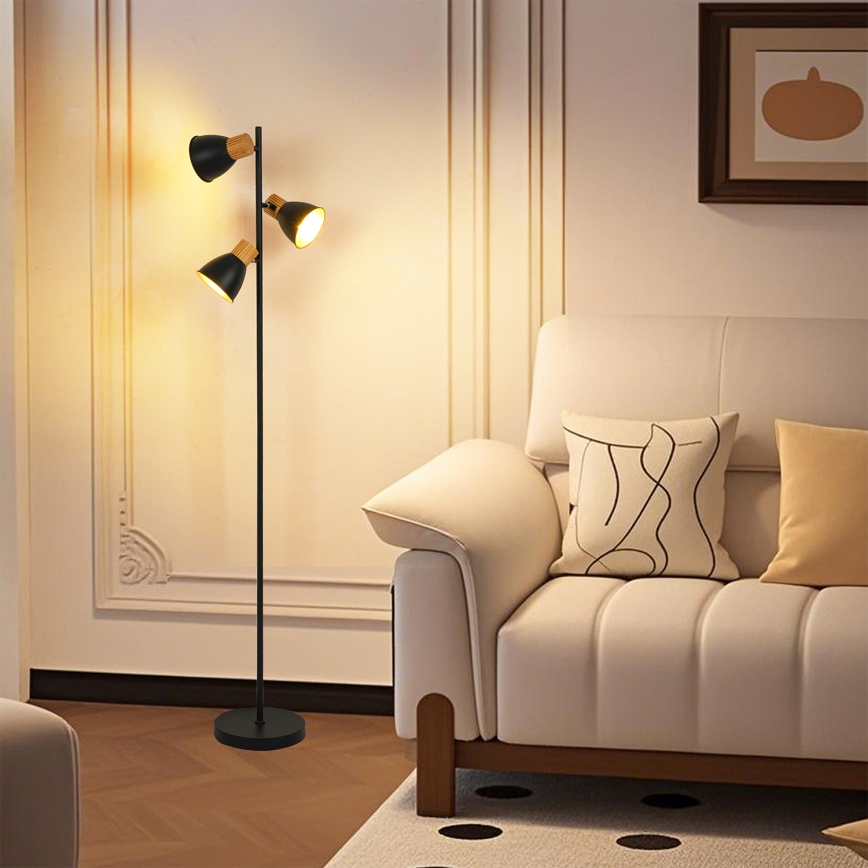 Brilagi - Grīdas lampa ODENSE 3xE14/10W/230V koka/melna