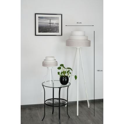Brilagi - Grīdas stāvlampa ALASKA LUNETA 1xE27/15W/230V pelēka/krēmkrāsa