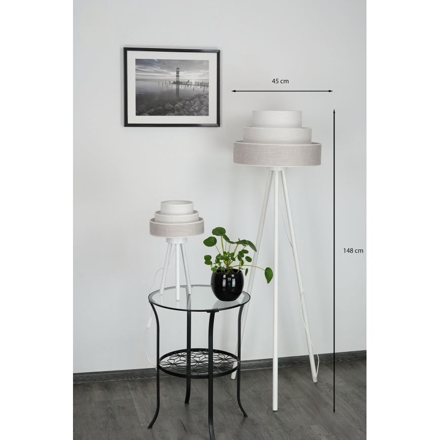 Brilagi - Grīdas stāvlampa ALASKA LUNETA 1xE27/15W/230V pelēka/krēmkrāsa