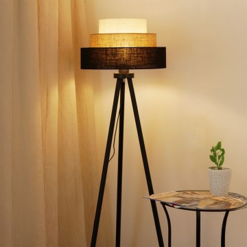 Brilagi - Grīdas stāvlampa ASPEN LUNETA 1xE27/15W/230V melna/bēša/krēmkrāsa