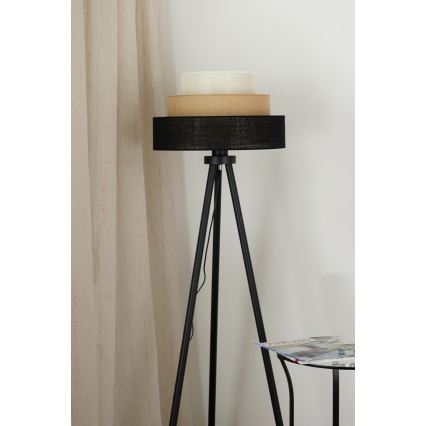 Brilagi - Grīdas stāvlampa ASPEN LUNETA 1xE27/15W/230V melna/bēša/krēmkrāsa