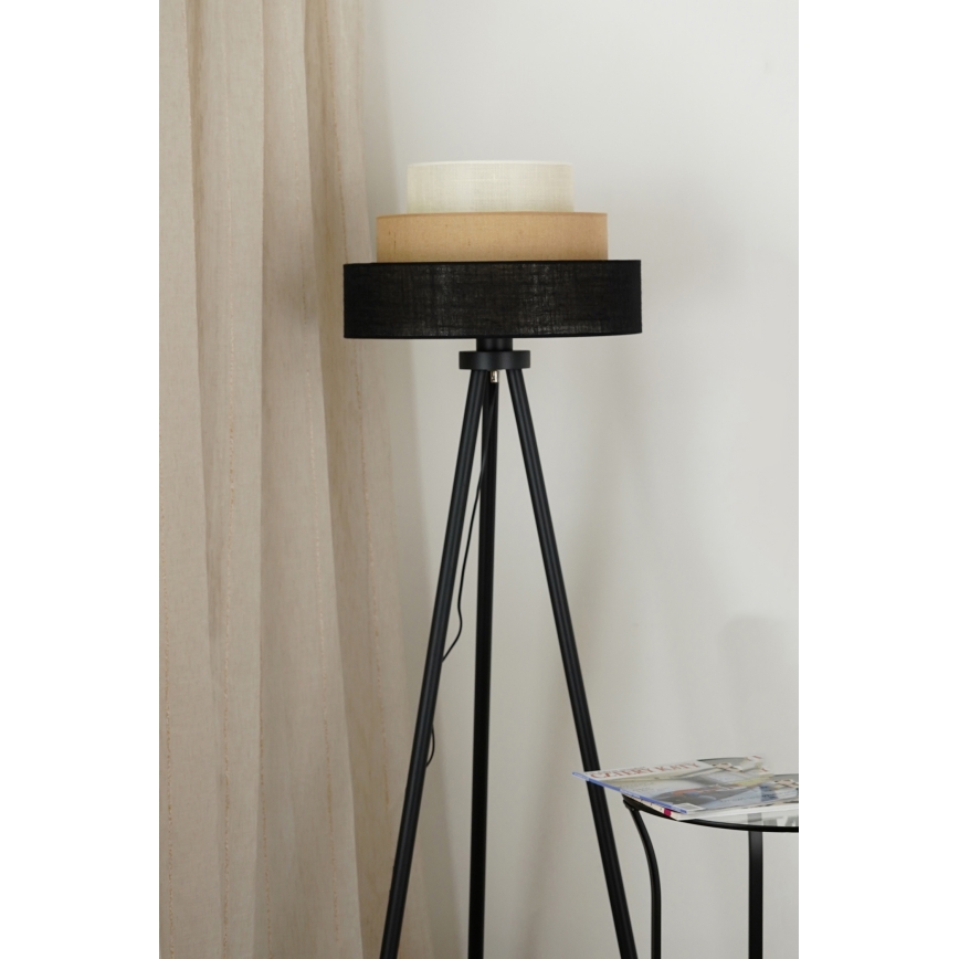 Brilagi - Grīdas stāvlampa ASPEN LUNETA 1xE27/15W/230V melna/bēša/krēmkrāsa