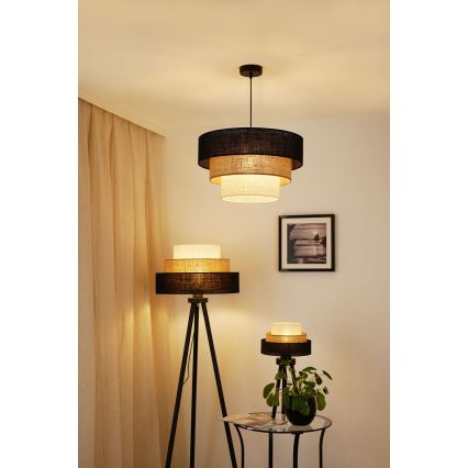 Brilagi - Grīdas stāvlampa ASPEN LUNETA 1xE27/15W/230V melna/bēša/krēmkrāsa