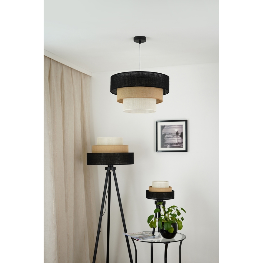 Brilagi - Grīdas stāvlampa ASPEN LUNETA 1xE27/15W/230V melna/bēša/krēmkrāsa