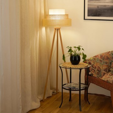 Brilagi - Grīdas stāvlampa CEDAR LUNETA 1xE27/15W/230V bēša/brūna/krēmkrāsa