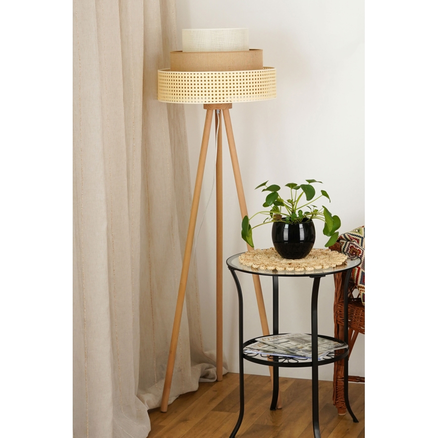 Brilagi - Grīdas stāvlampa CEDAR LUNETA 1xE27/15W/230V bēša/brūna/krēmkrāsa