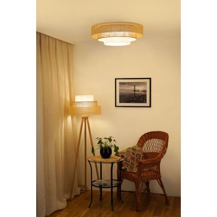 Brilagi - Grīdas stāvlampa CEDAR LUNETA 1xE27/15W/230V bēša/brūna/krēmkrāsa
