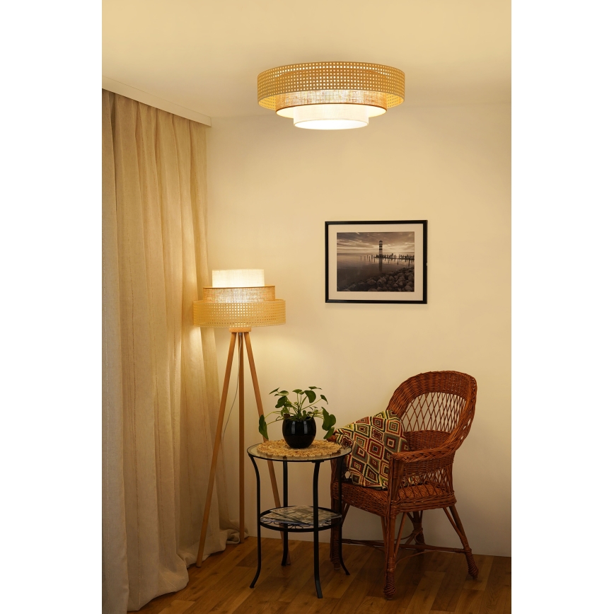 Brilagi - Grīdas stāvlampa CEDAR LUNETA 1xE27/15W/230V bēša/brūna/krēmkrāsa
