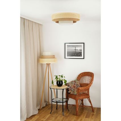 Brilagi - Grīdas stāvlampa CEDAR LUNETA 1xE27/15W/230V bēša/brūna/krēmkrāsa