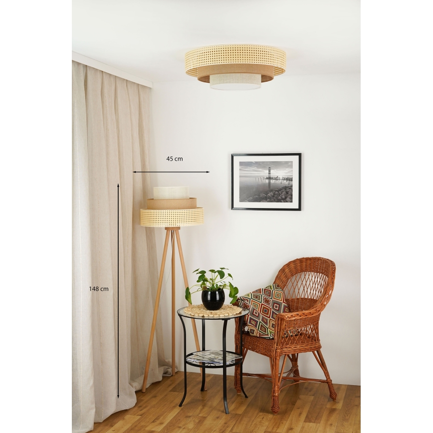 Brilagi - Grīdas stāvlampa CEDAR LUNETA 1xE27/15W/230V bēša/brūna/krēmkrāsa