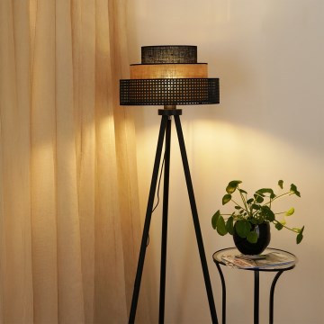 Brilagi - Grīdas stāvlampa DAKOTA LUNETA 1xE27/15W/230V melna/bēša