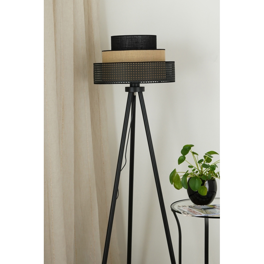 Brilagi - Grīdas stāvlampa DAKOTA LUNETA 1xE27/15W/230V melna/bēša