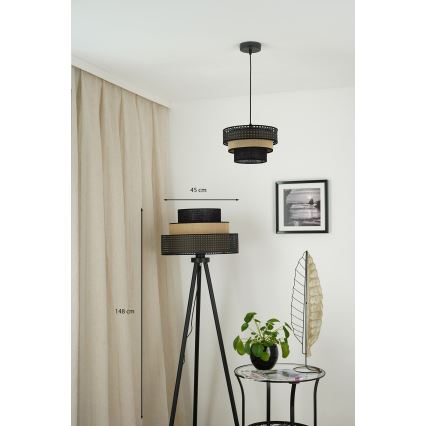 Brilagi - Grīdas stāvlampa DAKOTA LUNETA 1xE27/15W/230V melna/bēša