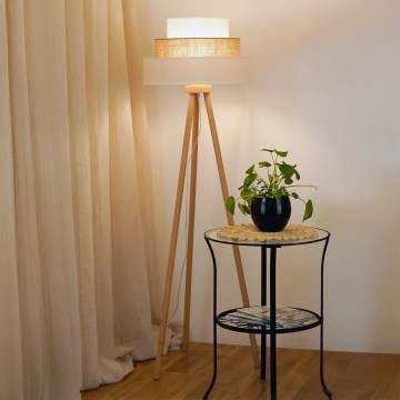 Brilagi - Grīdas stāvlampa DENVER LUNETA 1xE27/15W/230V bēša/brūna/krēmkrāsa