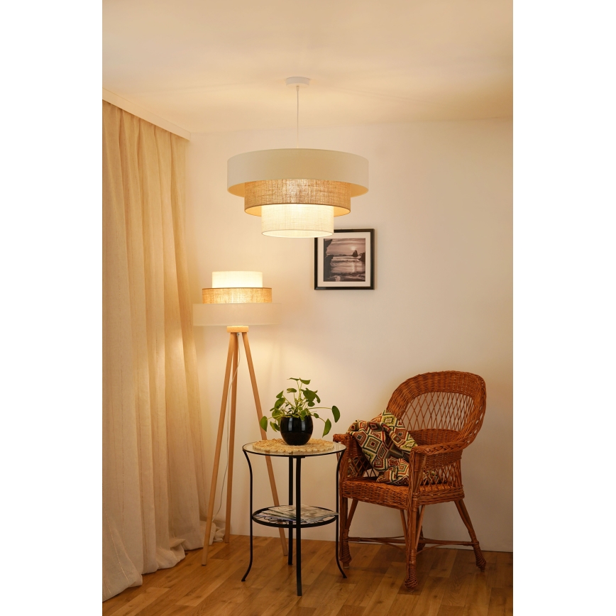 Brilagi - Grīdas stāvlampa DENVER LUNETA 1xE27/15W/230V bēša/brūna/krēmkrāsa
