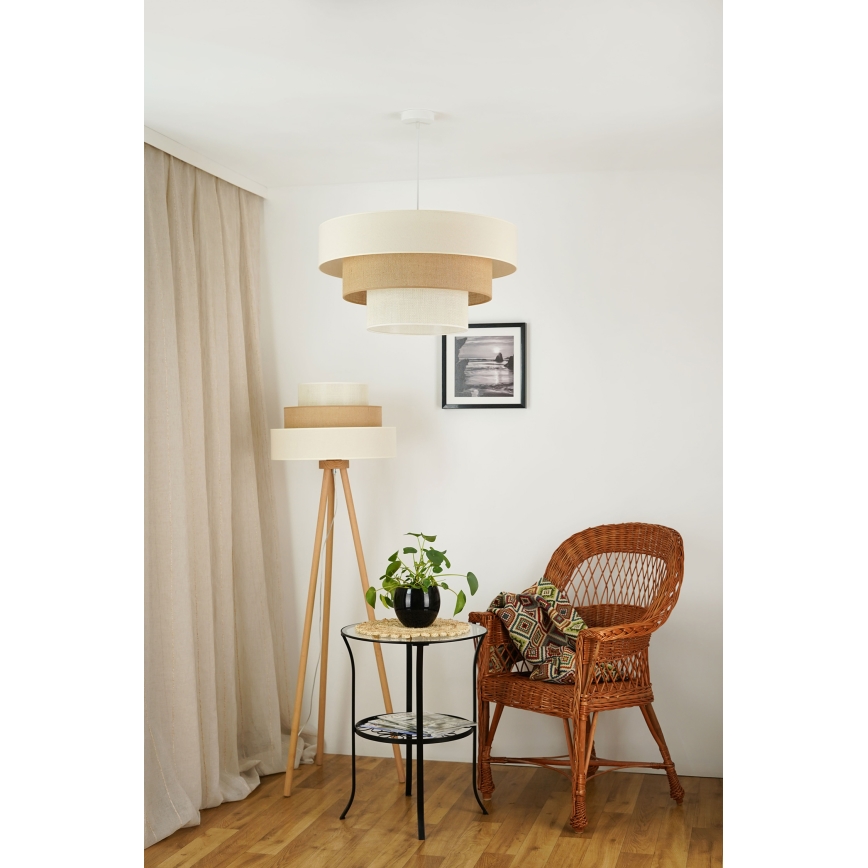 Brilagi - Grīdas stāvlampa DENVER LUNETA 1xE27/15W/230V bēša/brūna/krēmkrāsa