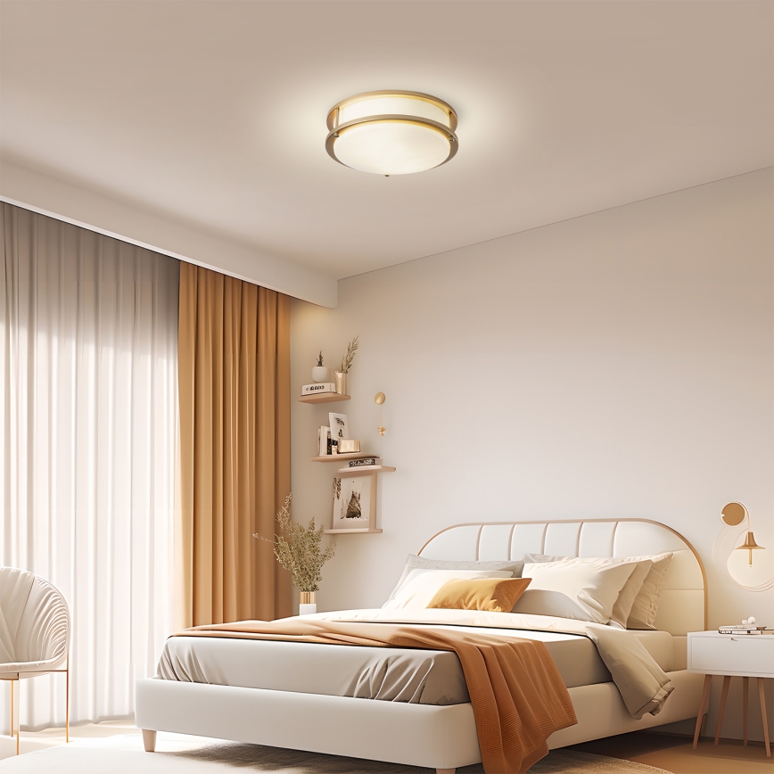 Brilagi - Griestu gaismeklis ELARO 2xE27/40W/230V Ø 26 cm, zelta krāsā