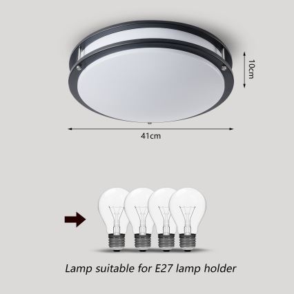 Brilagi - Griestu gaismeklis ELARO 4xE27/40W/230V diametrs 41 cm melns