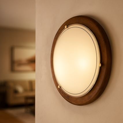 Brilagi - griestu gaismeklis ORBIS 1xE27/60W/230V, Ø 30 cm, no priedes koka