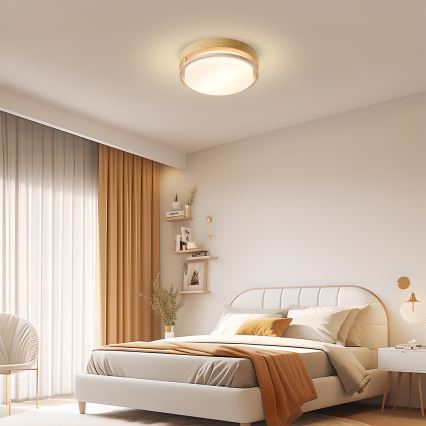 Brilagi - Griestu gaismeklis ORINO 2xE27/40W/230V Ø 27 cm koksnes dekors/ozols