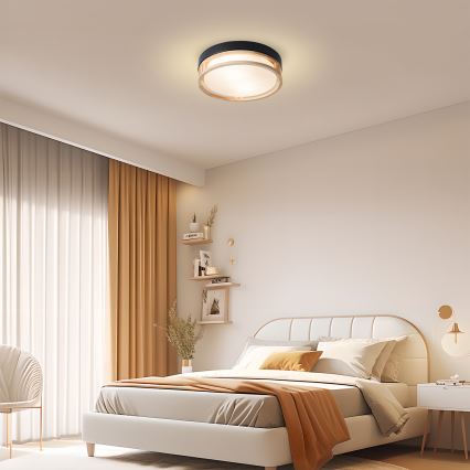Brilagi - Griestu gaismeklis ORINO 2xE27/40W/230V Ø 27 cm melns/ozols