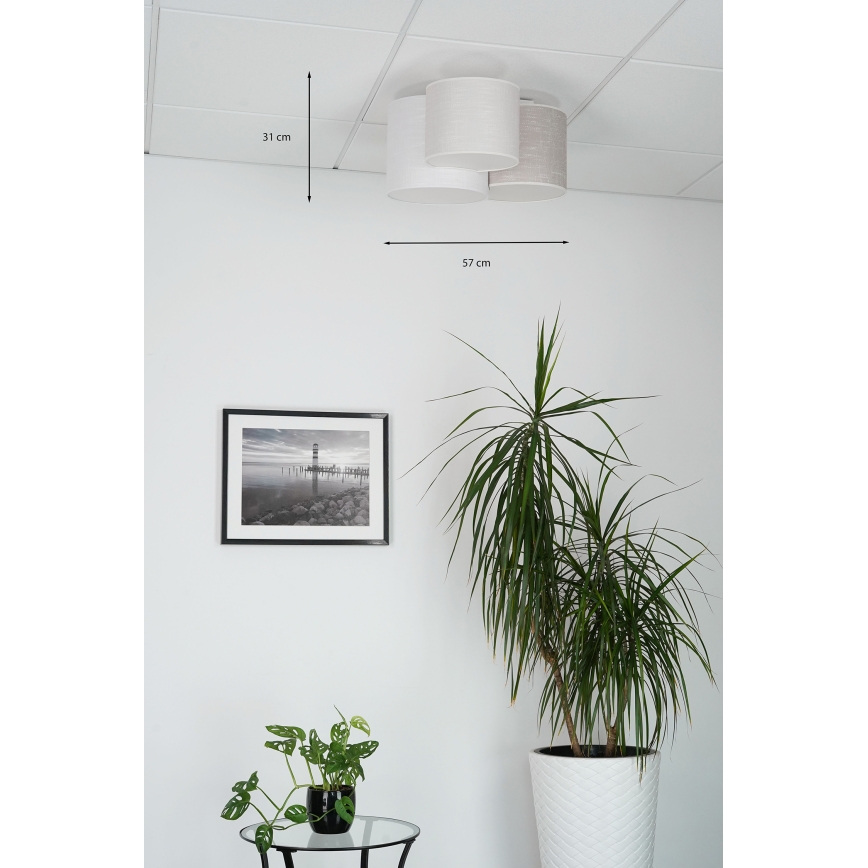 Brilagi - Griestu gaismeklis SNAKE 3xE27/15W/230V 50x57 cm pelēks/krēmīgs