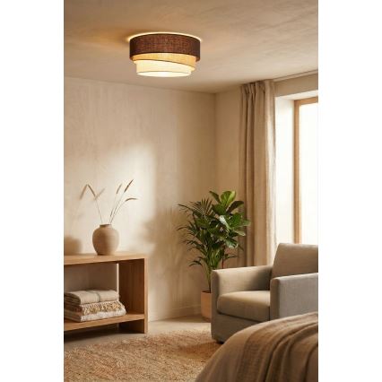 Brilagi - Griestu gaismeklis TRIO 1xE27/60W/230V Ø 40 cm brūna/bēša/balta