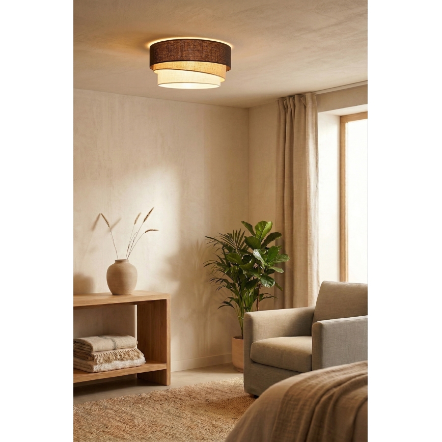 Brilagi - Griestu gaismeklis TRIO 1xE27/60W/230V Ø 40 cm brūna/bēša/balta