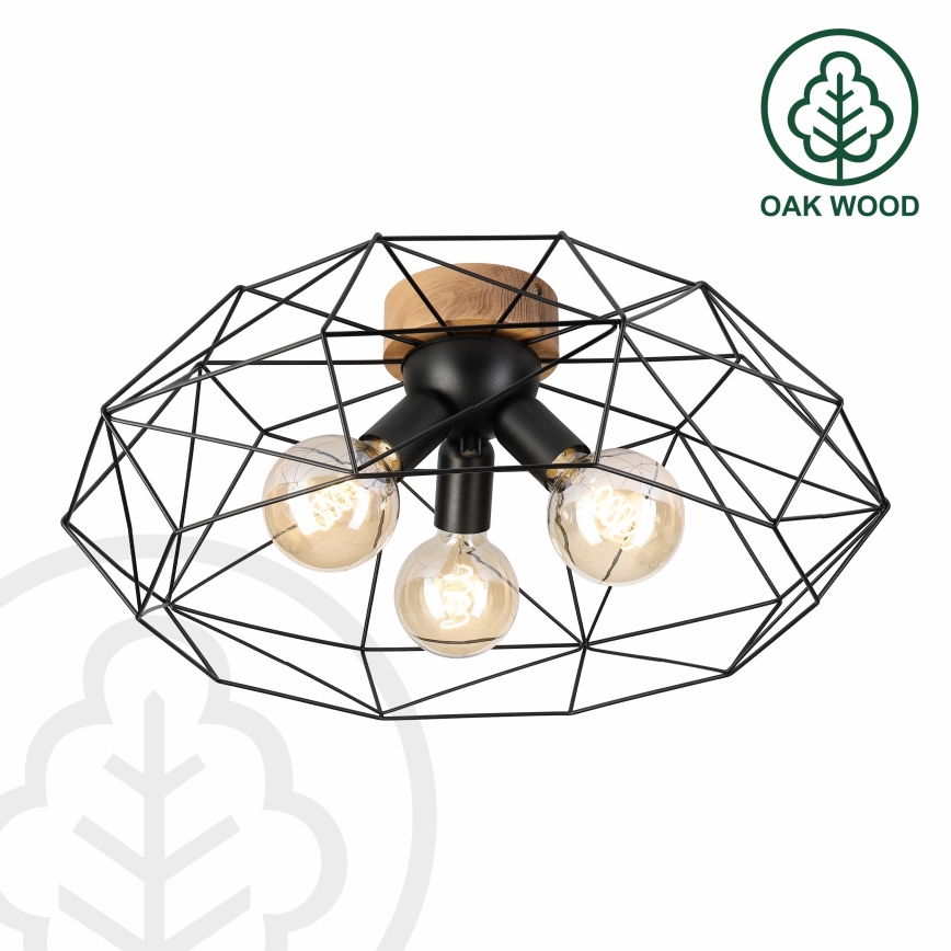 Brilagi - Griestu gaismeklis WOODY BASKET 3xE27/60W/230V Ø 60 cm ozols