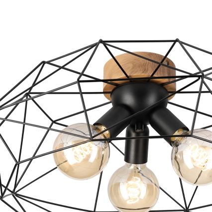 Brilagi - Griestu gaismeklis WOODY BASKET 3xE27/60W/230V Ø 60 cm ozols