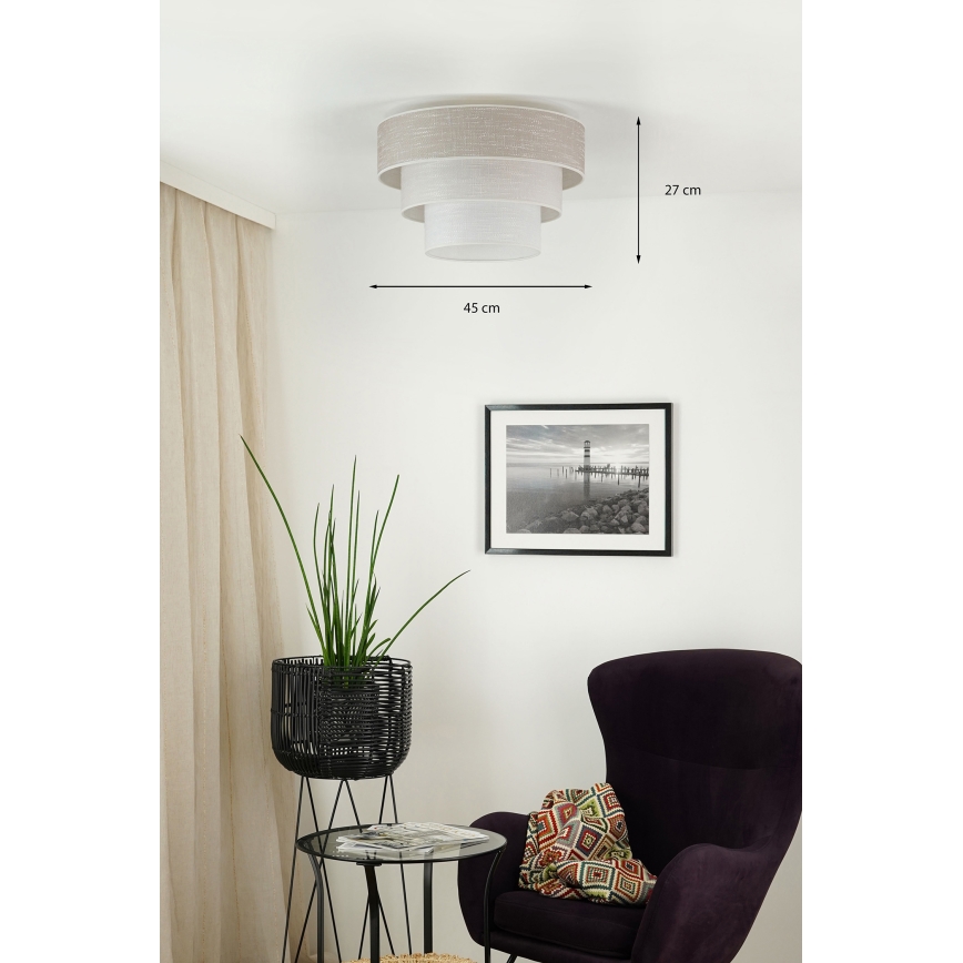 Brilagi - Griestu lampa ALASKA LUNETA 1xE27/15W/230V d. 45 cm pelēka/krēmkrāsa