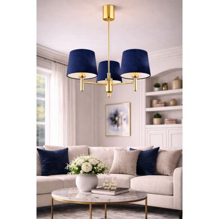 Brilagi - Griestu lampa ar stieni MONTE 3xE27/15W/230V zila/zelta