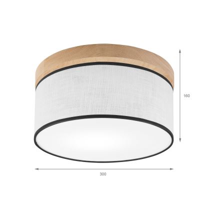 Brilagi - Griestu lampa BELLADONNA 1xE27/15W/230V d. 30 cm balta/ozols