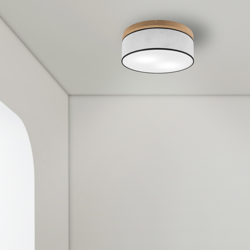 Brilagi - Griestu lampa BELLADONNA 2xE27/15W/230V d. 40 cm balta/ozols