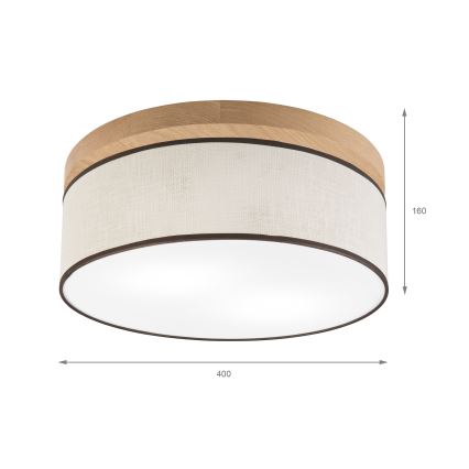 Brilagi - Griestu lampa BELLADONNA 2xE27/15W/230V d. 40 cm krēmkrāsa/ozols