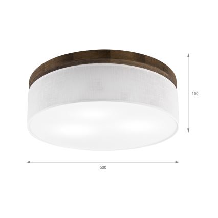 Brilagi - Griestu lampa BELLADONNA 3xE27/15W/230V d. 50 cm balta/ozols