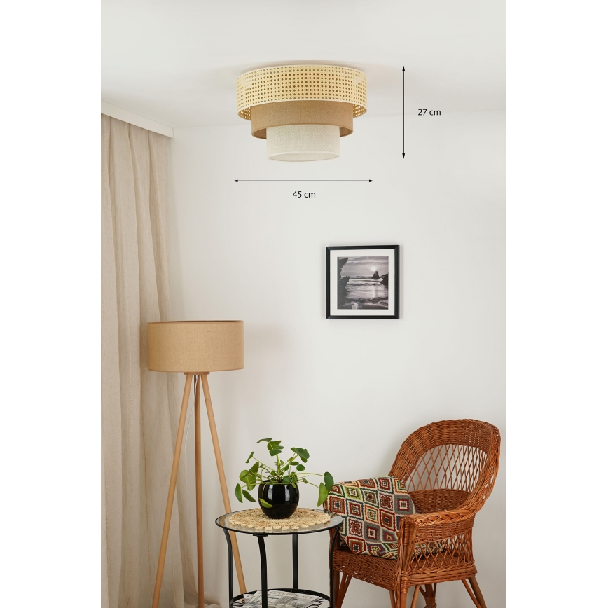 Brilagi - Griestu lampa CEDAR LUNETA 1xE27/15W/230V d. 45 cm bēša/brūna/krēmkrāsa